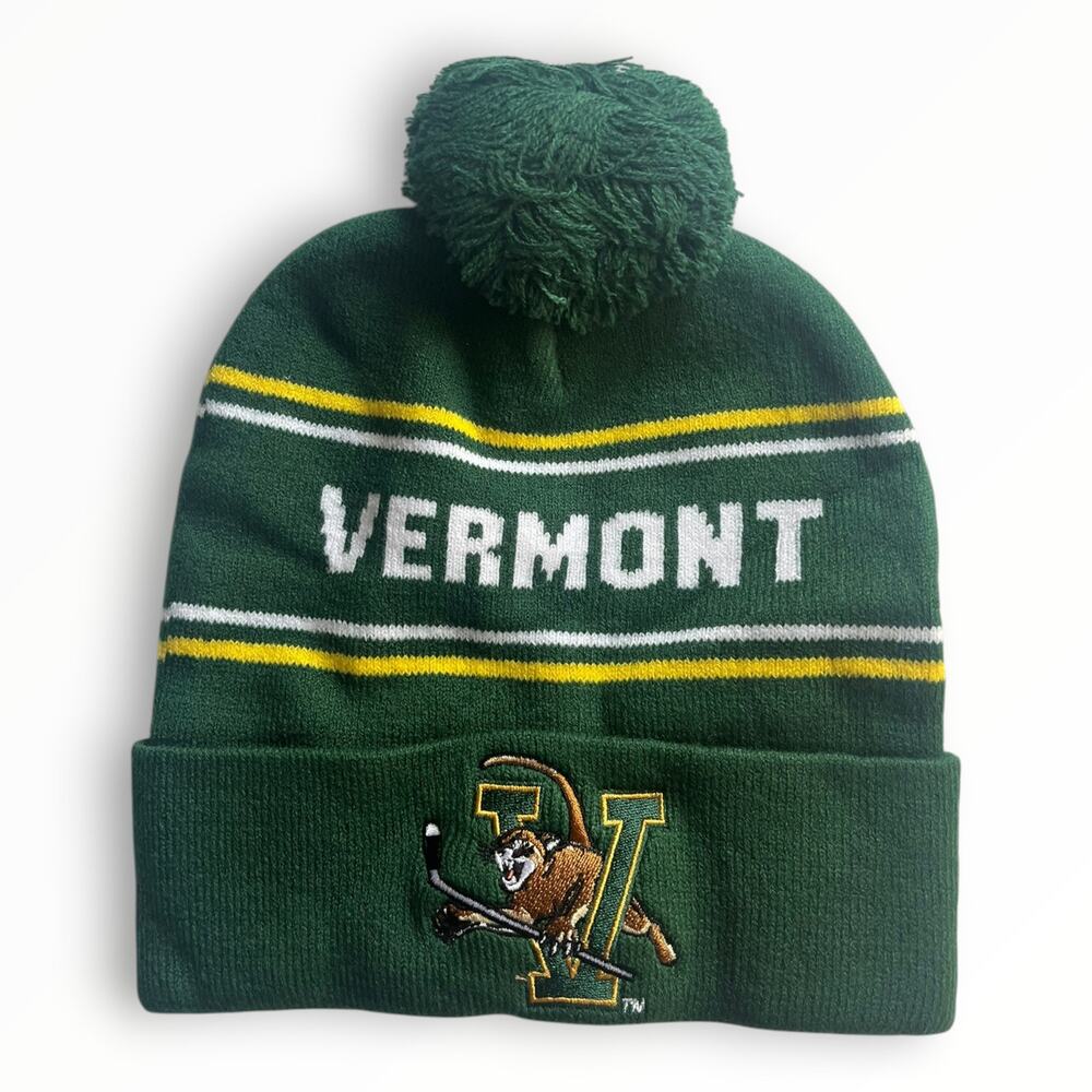 egacy by L2 Brands green Vermont Catamounts cuffed pom knit beanie | EUC